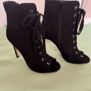 Black Suede lace up, Ankle Boots. Size 8